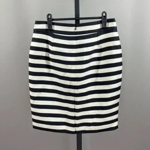 NEW Banana Republic Skirt Womens 2 Black White Stripe Pencil preppy corp - Picture 8 of 10